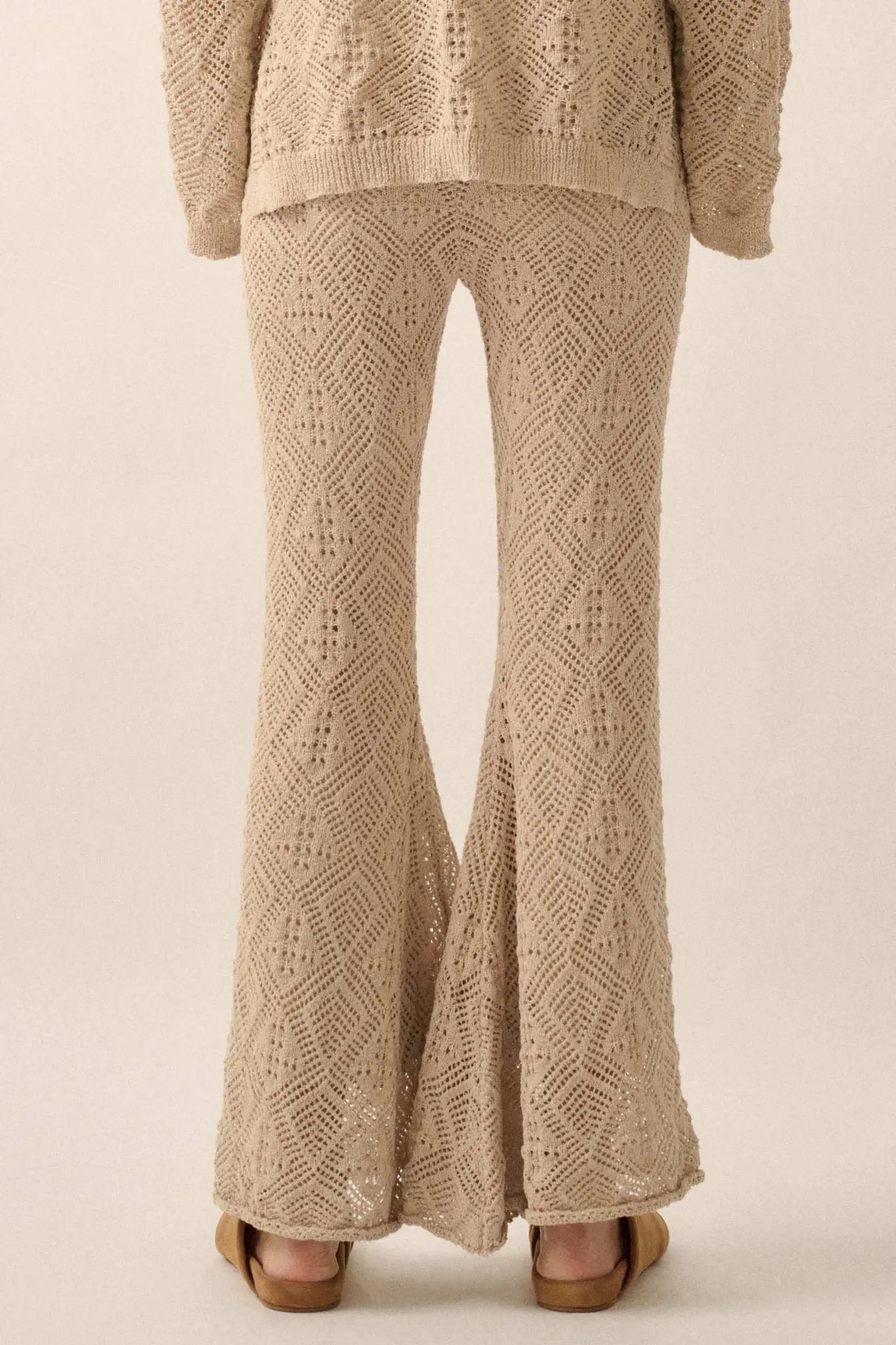 Dancing Diamonds Pointelle Crochet-Knit Pants