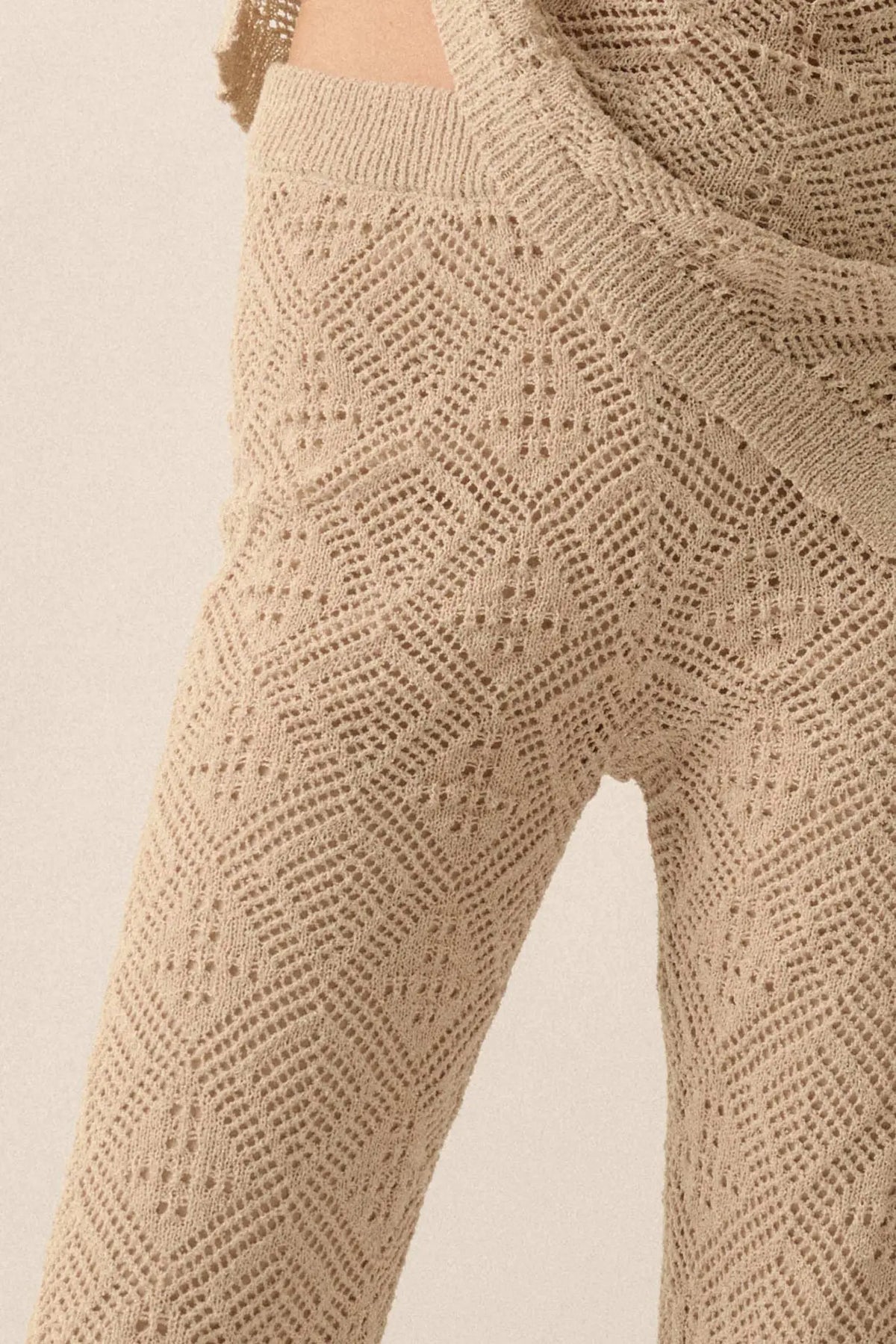 Dancing Diamonds Pointelle Crochet-Knit Pants