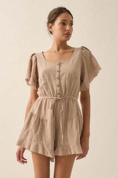 Fresh Air Flutter-Sleeve Drawstring Romper