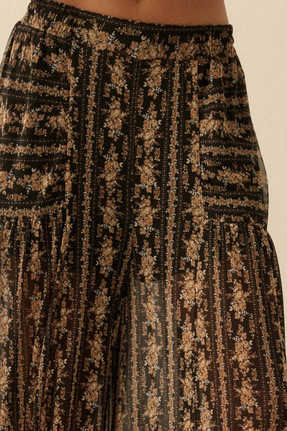 Petal Pusher Floral mesh Wide-Leg Pants