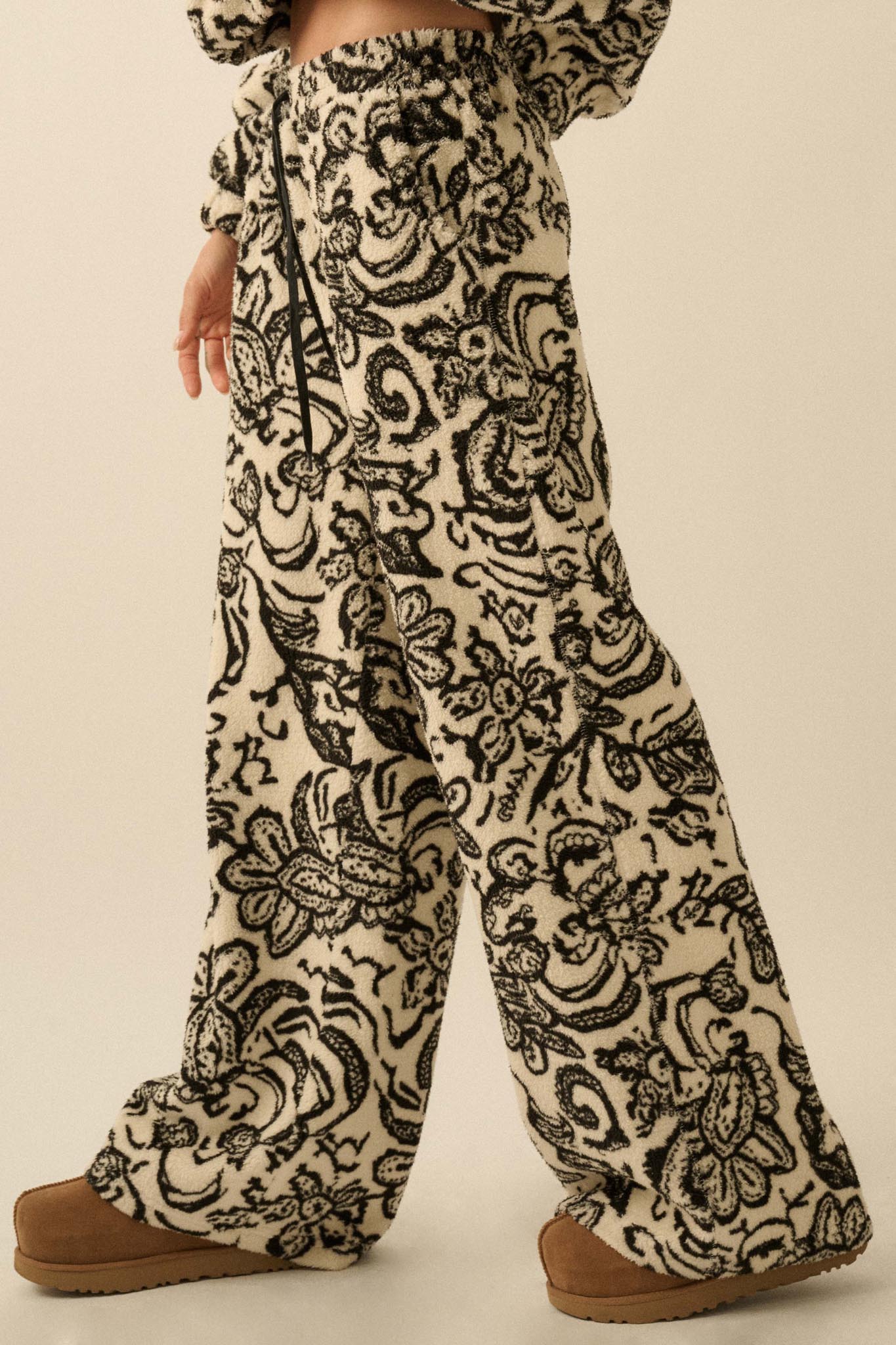 Just A Dream Paisley Fleece Wide-Leg Pants