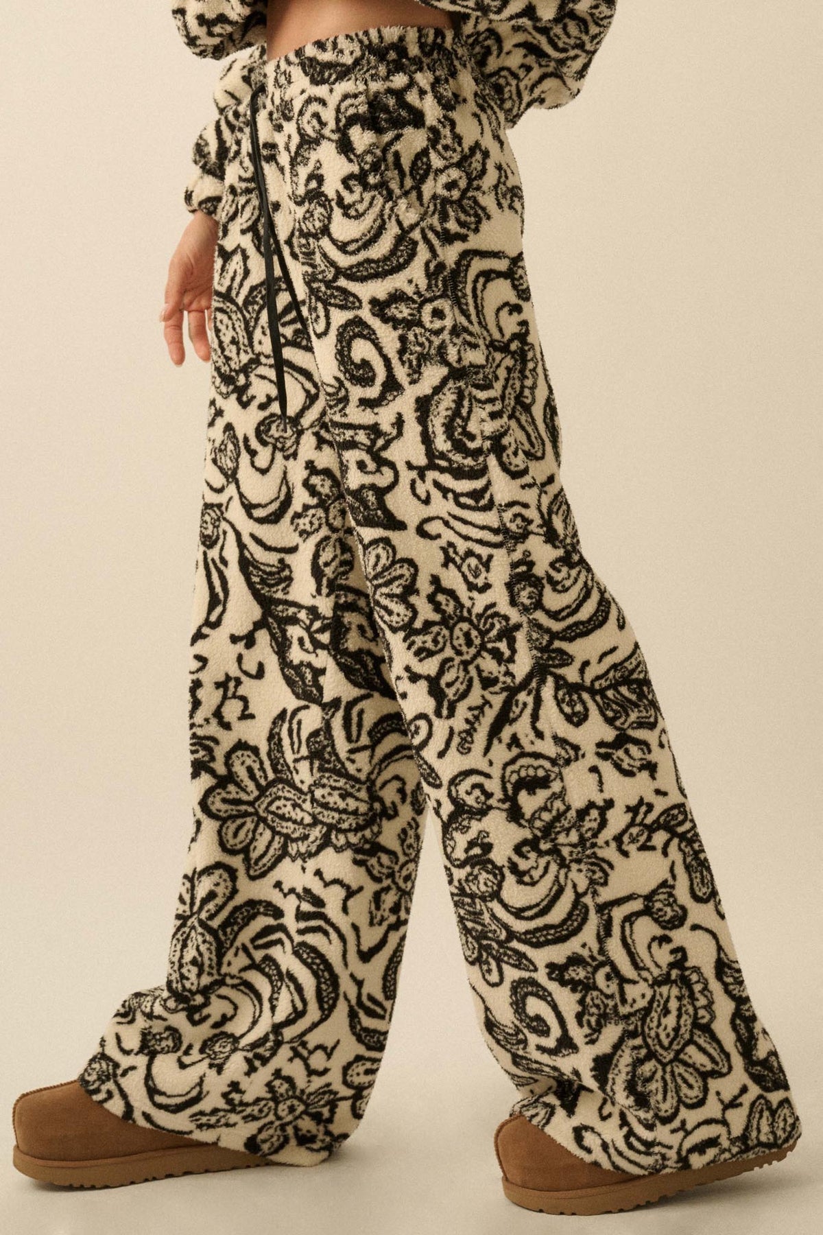 Just A Dream Paisley Fleece Wide-Leg Pants