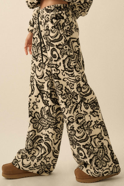 Just A Dream Paisley Fleece Wide-Leg Pants