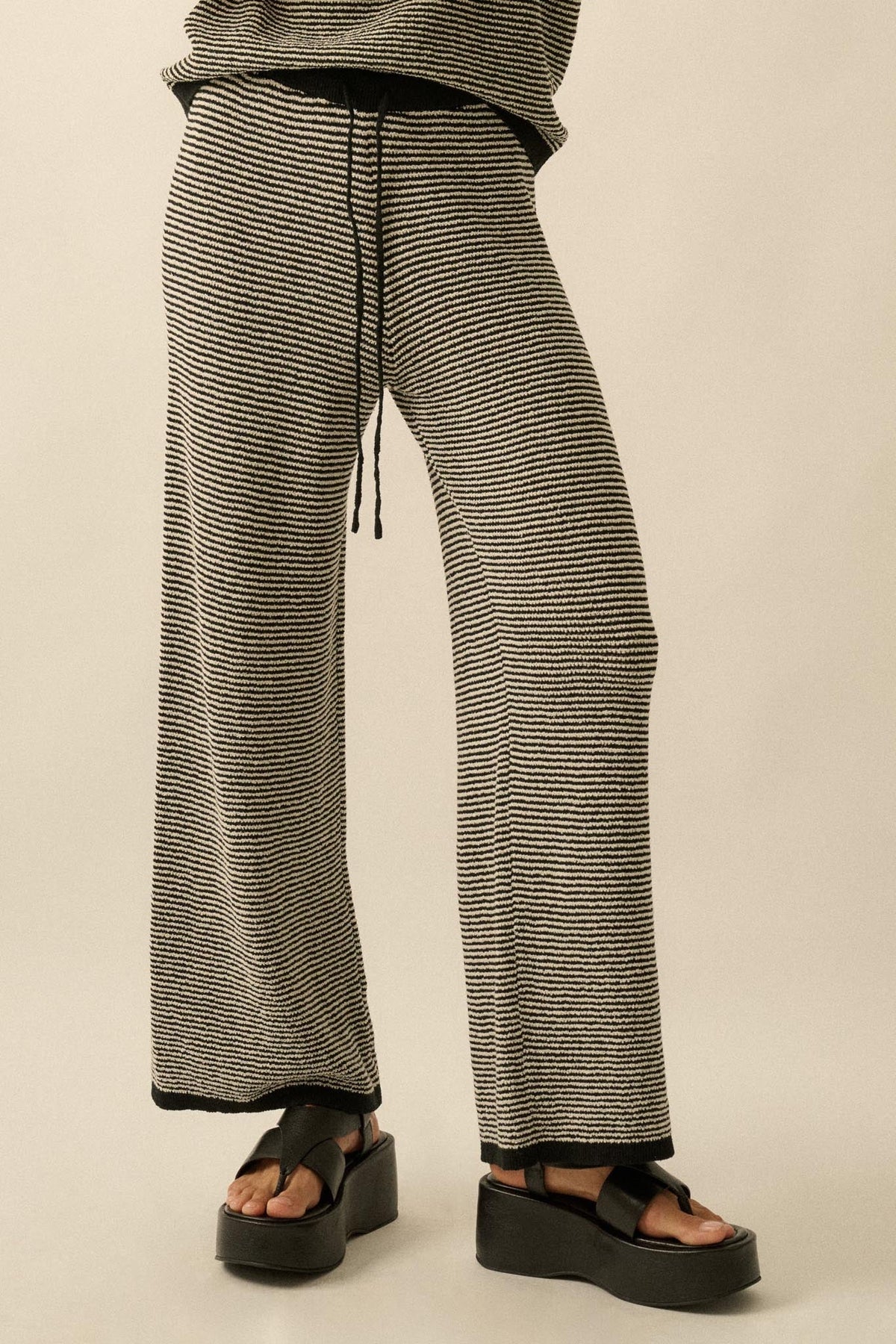 Blessed Day Striped Knit Drawstring Sweater Pants