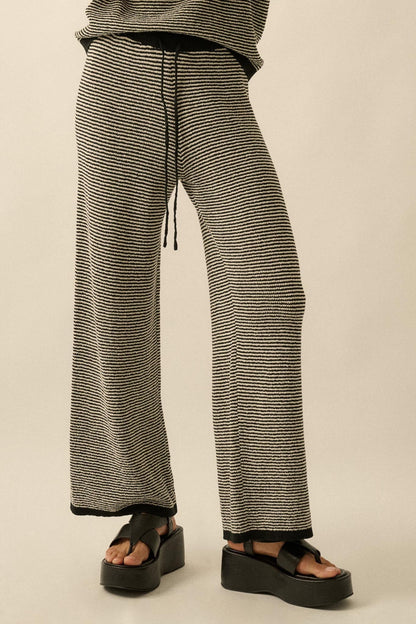 Blessed Day Striped Knit Drawstring Sweater Pants