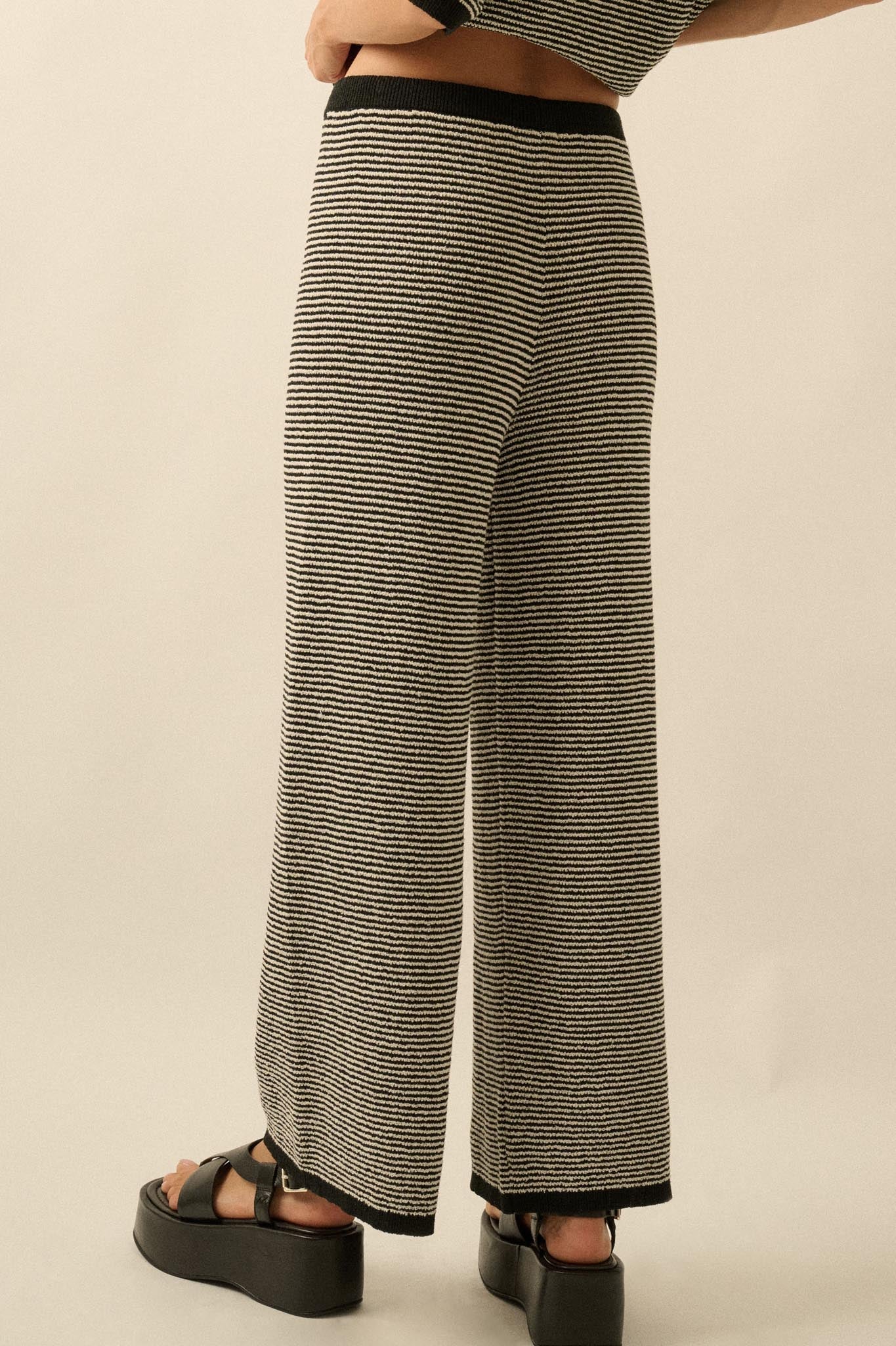 Blessed Day Striped Knit Drawstring Sweater Pants