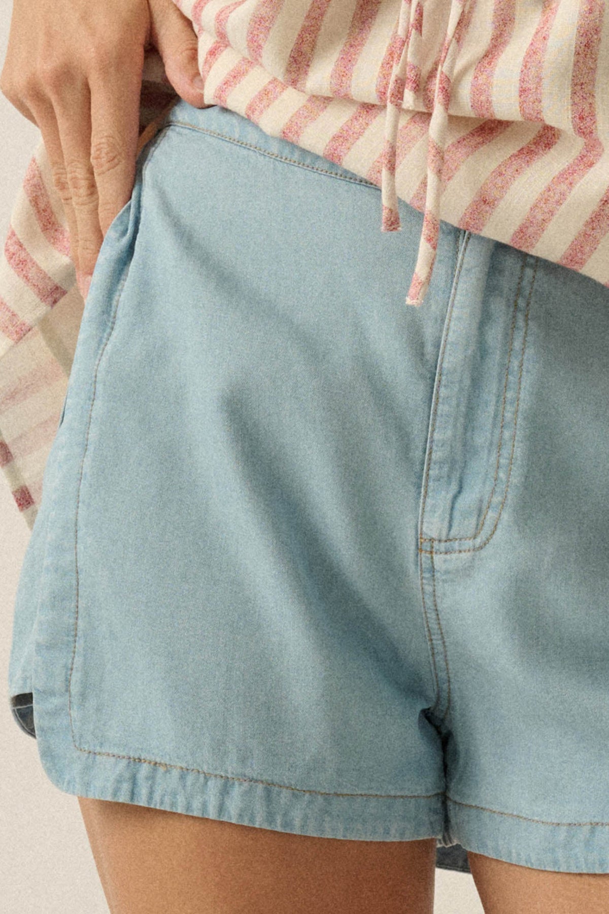 Code Blue Denim Elastic-Waist Tulip Shorts