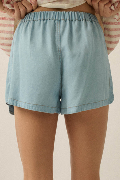 Code Blue Denim Elastic-Waist Tulip Shorts