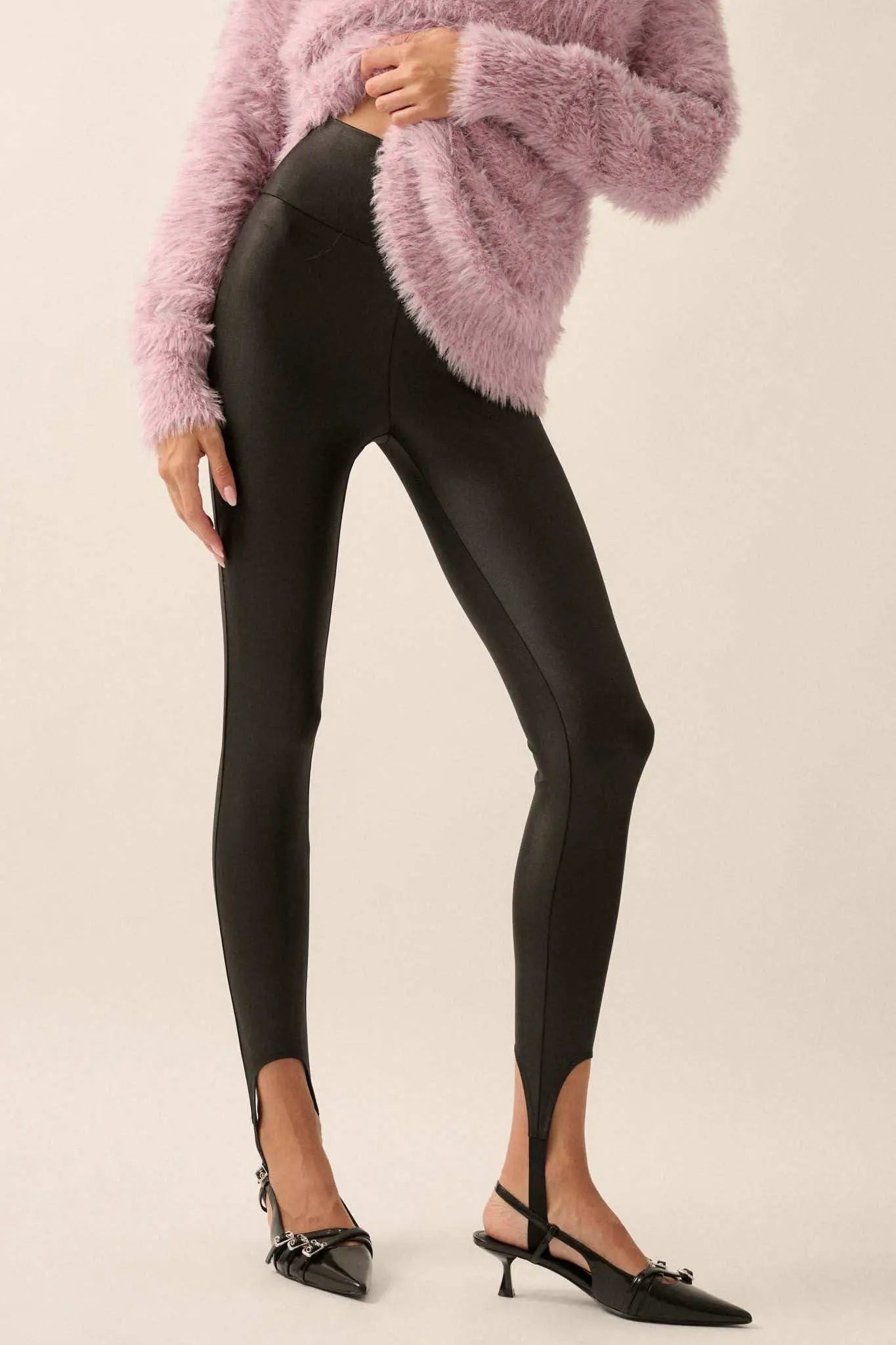 Sleek It Up Liquid Leather Stirrup Leggings
