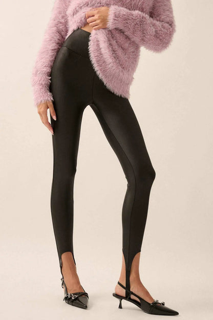 Sleek It Up Liquid Leather Stirrup Leggings