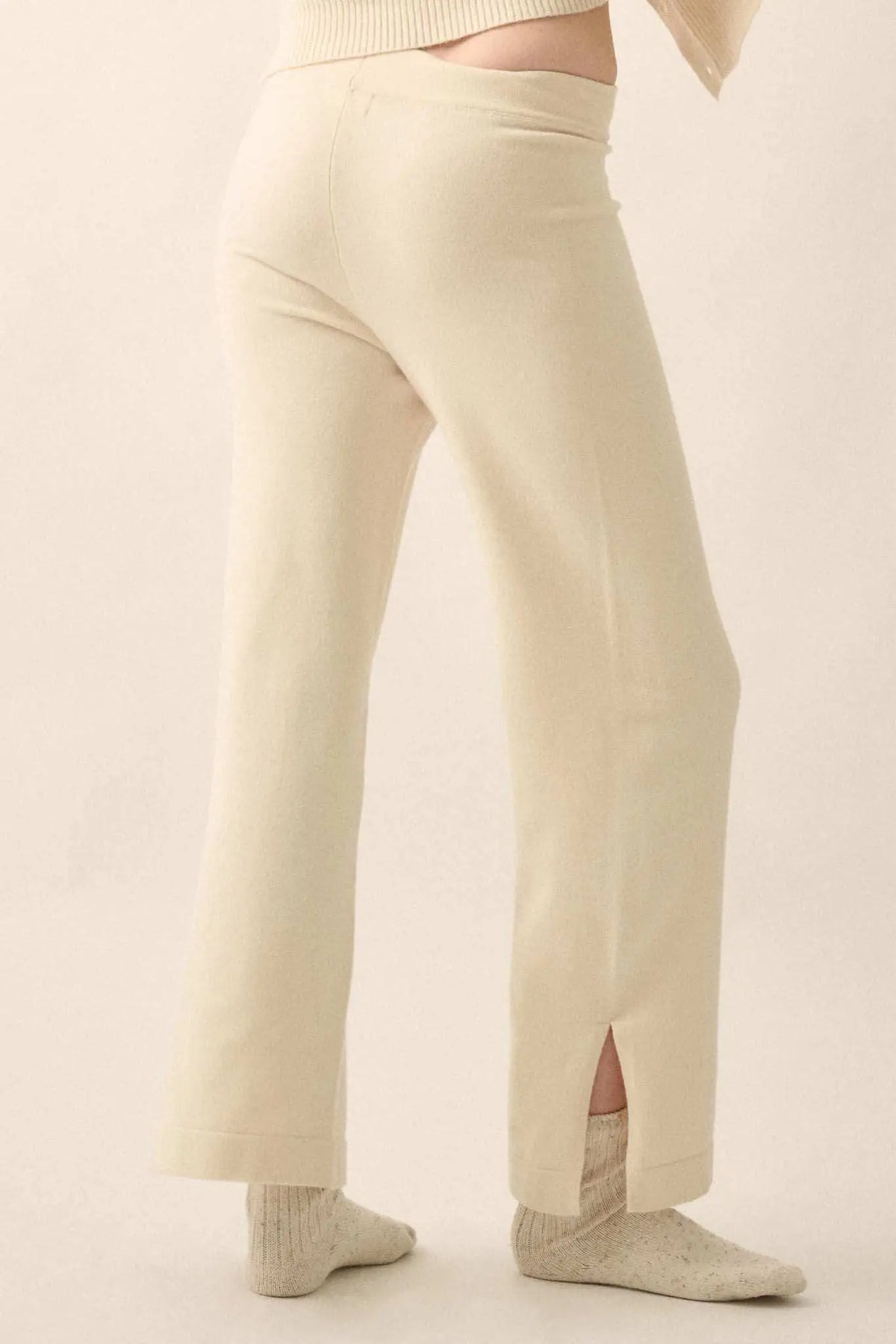 Promise the Label Brushed Knit Split-Hem Pants