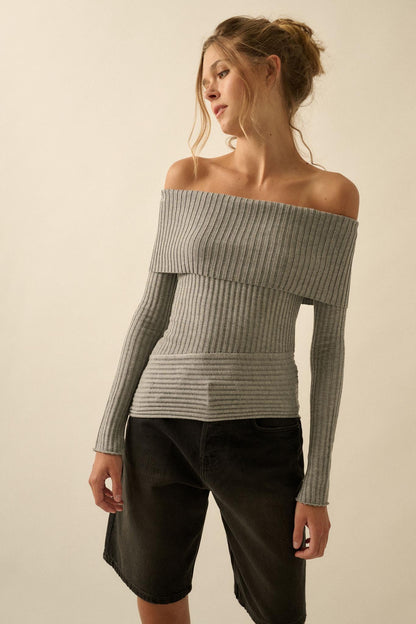 So Fine Semi-Sheer Rib-Knit Foldover Top