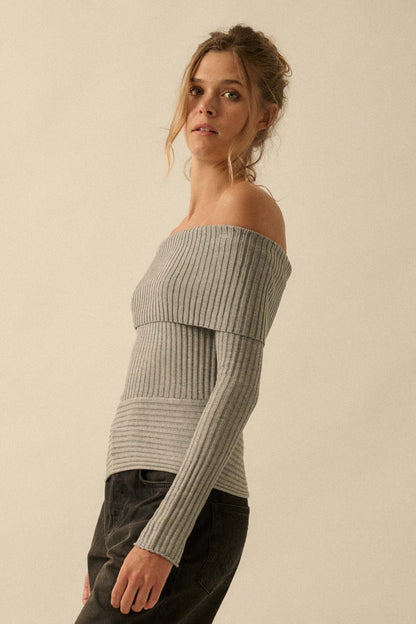 So Fine Semi-Sheer Rib-Knit Foldover Top