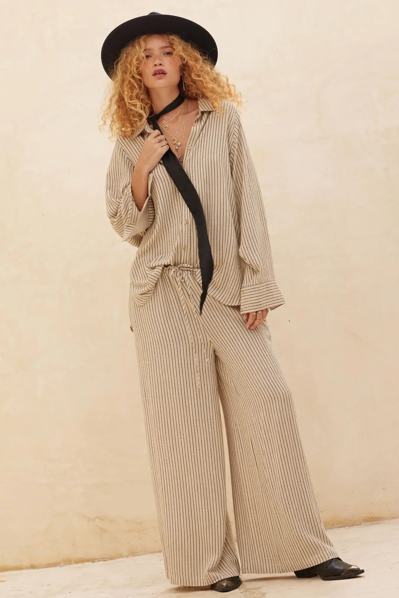 Down the Line Oversize Pinstripe Button-Up Shirt