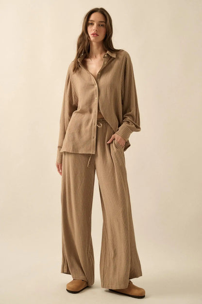 Down the Line Oversize Pinstripe Button-Up Shirt