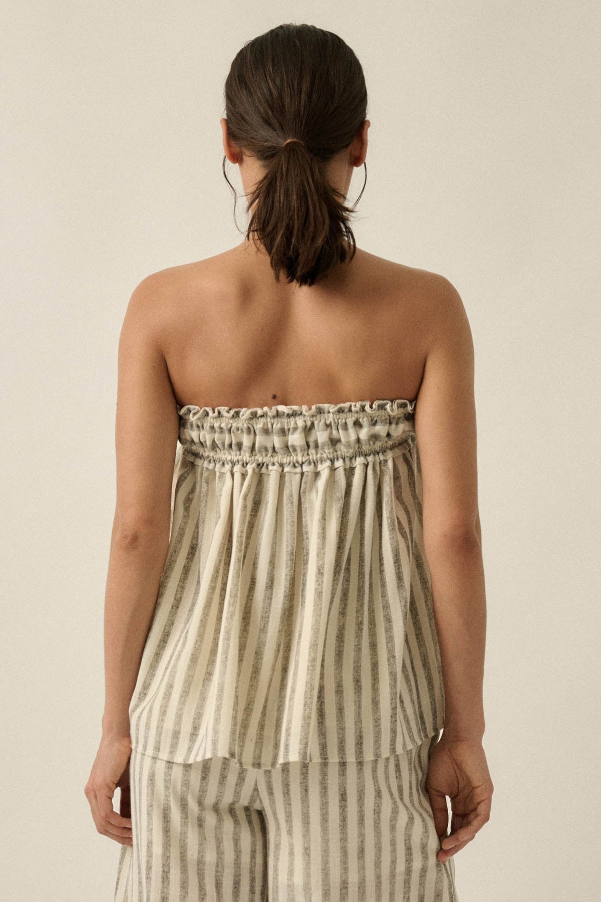 All Weekend Long Striped Strapless Swing Top