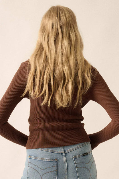 Shaper Fit Rib-Knit Half-Zip Thumbhole Top