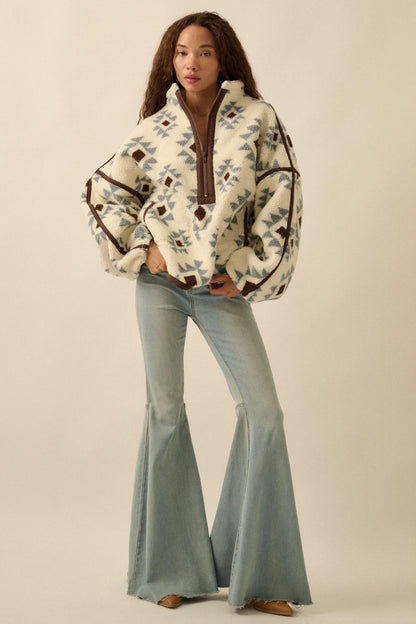 Sierra Sky Geo-Print Fleece Half-Zip Pullover