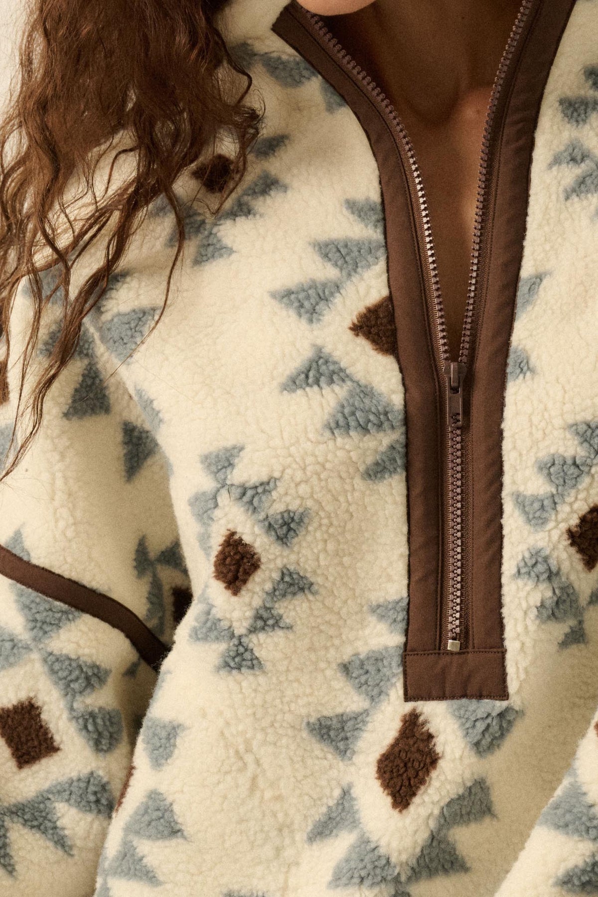 Sierra Sky Geo-Print Fleece Half-Zip Pullover