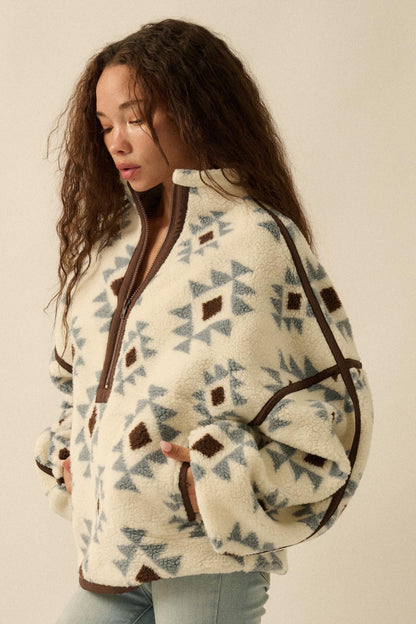 Sierra Sky Geo-Print Fleece Half-Zip Pullover