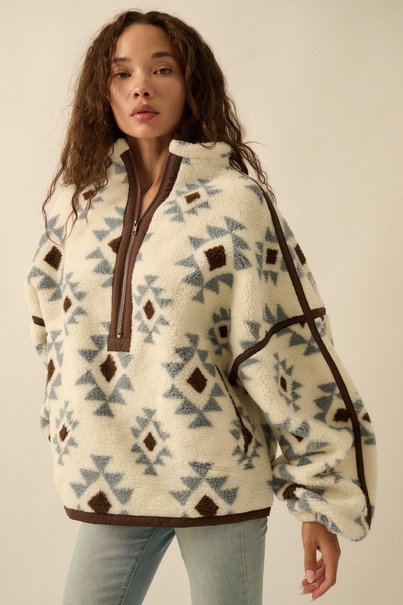 Sierra Sky Geo-Print Fleece Half-Zip Pullover