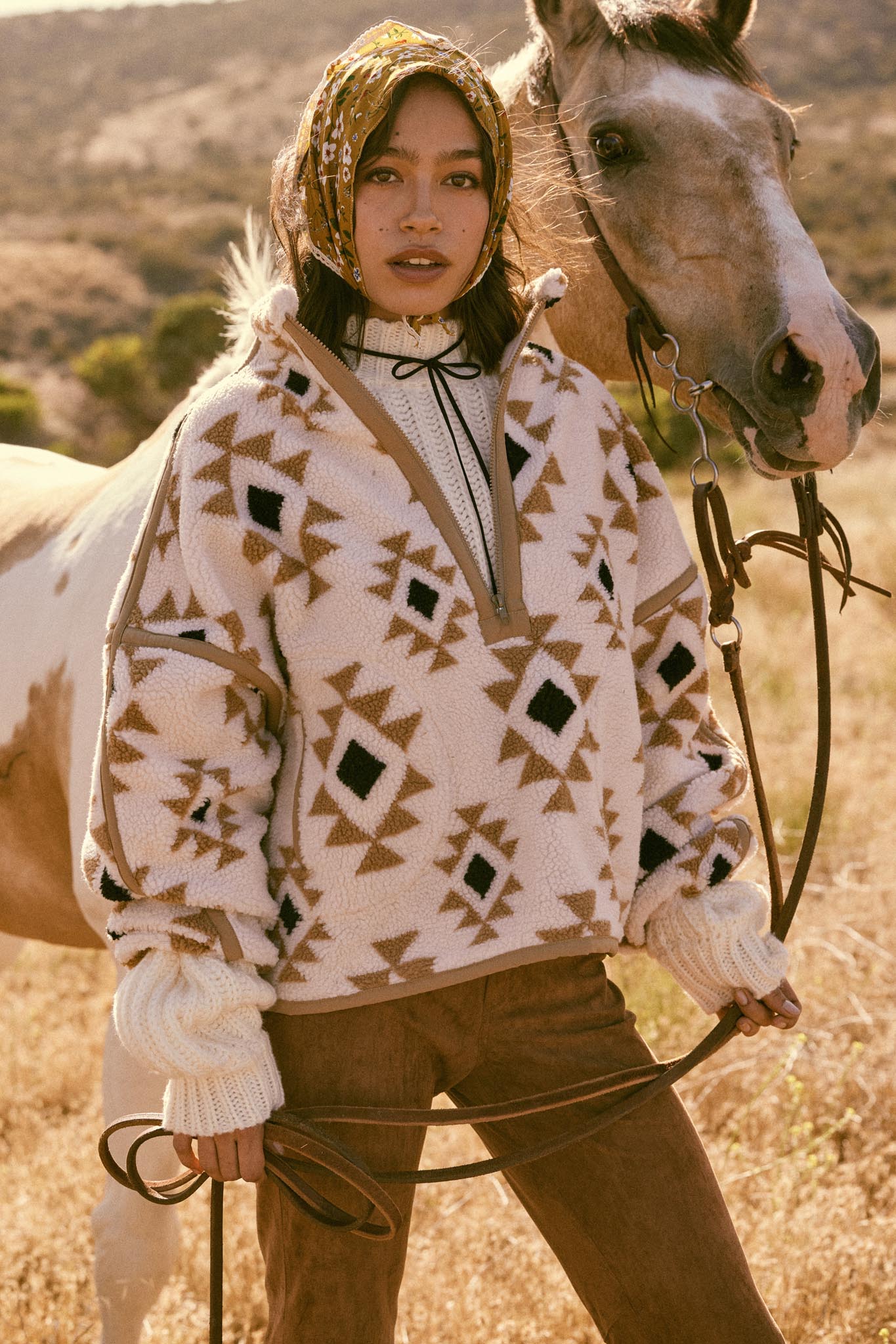 Sierra Sky Geo-Print Fleece Half-Zip Pullover