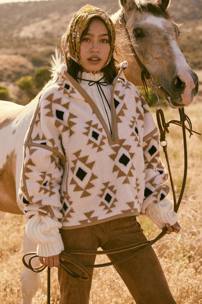 Sierra Sky Geo-Print Fleece Half-Zip Pullover