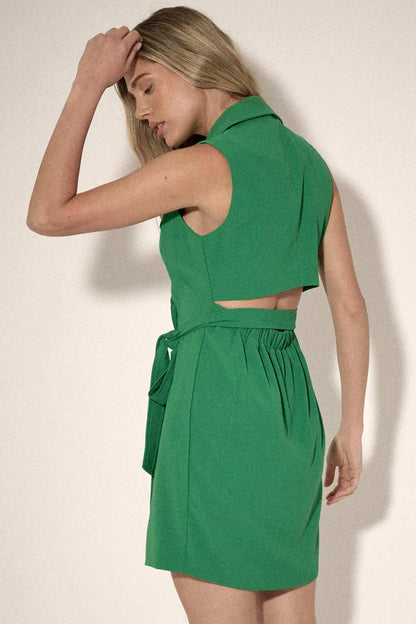 Professional Dreamer Belted Sleeveless Blazer Dress