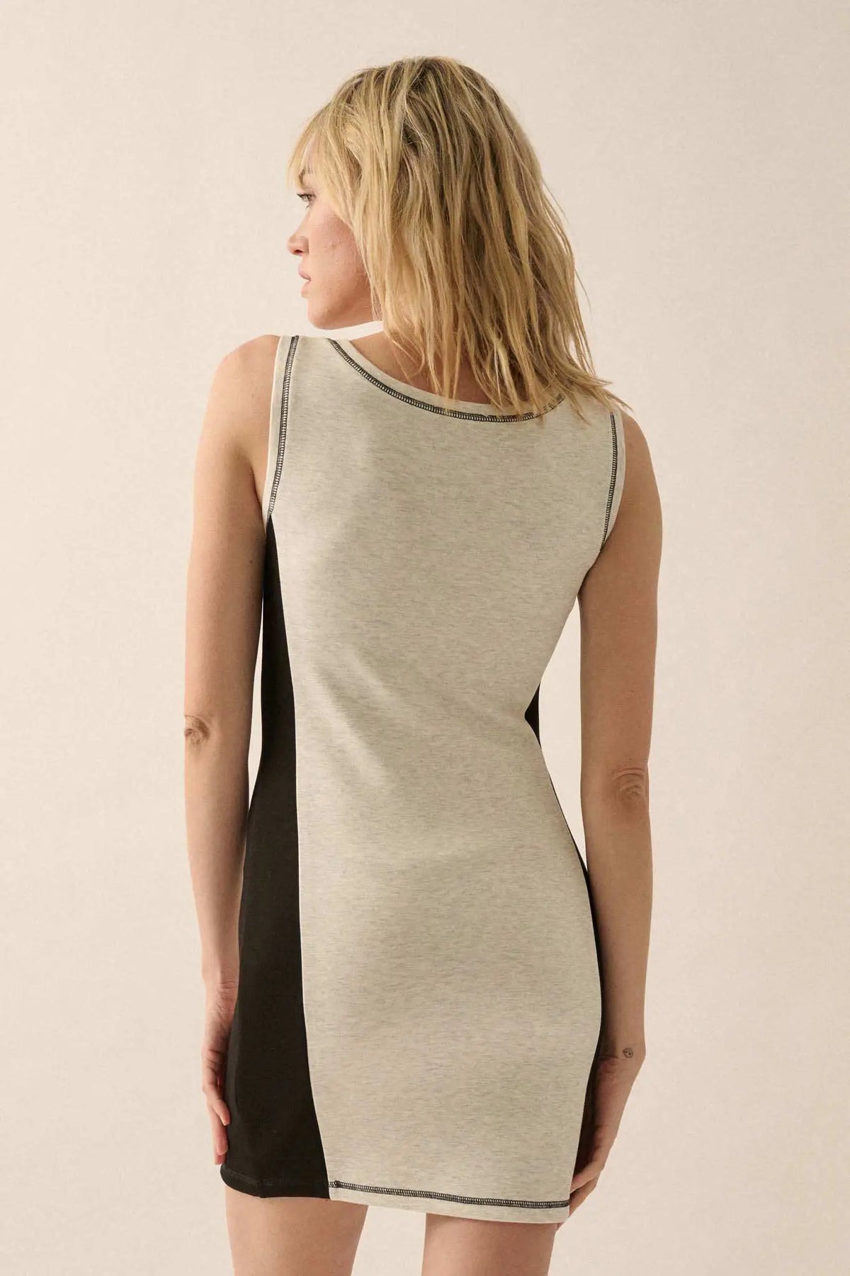 Premium Scuba Colorblock Quarter-Zip Mini Dress