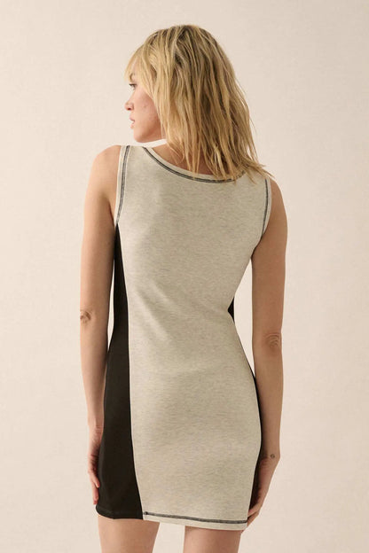 Premium Scuba Colorblock Quarter-Zip Mini Dress