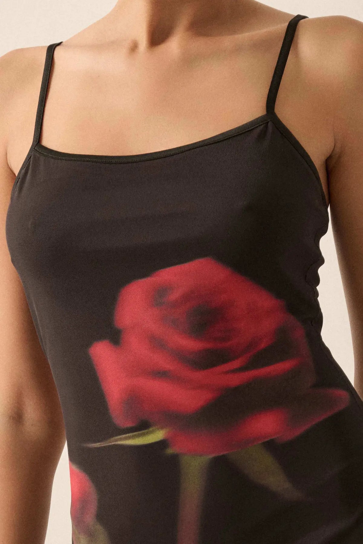 Kiss From a Rose Printed Mesh Layered Maxi Dress