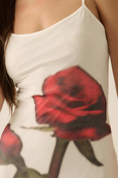 Kiss From a Rose Printed Mesh Layered Maxi Dress