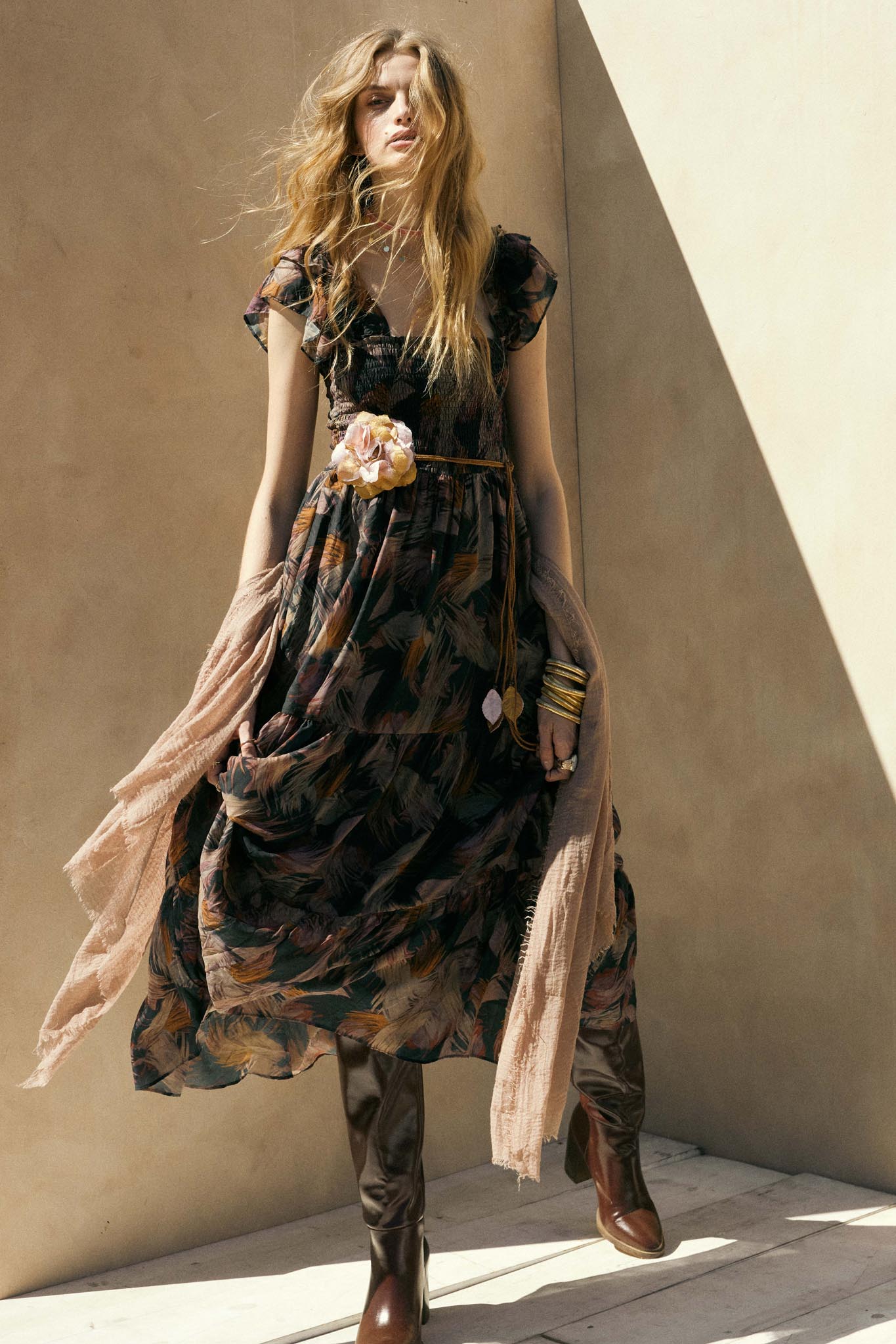 Imagine That Abstract-Print Tiered Midi Dress