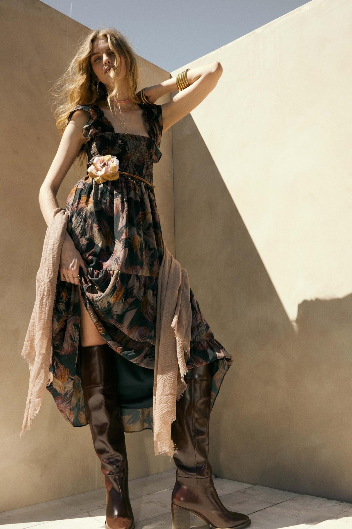 Imagine That Abstract-Print Tiered Midi Dress