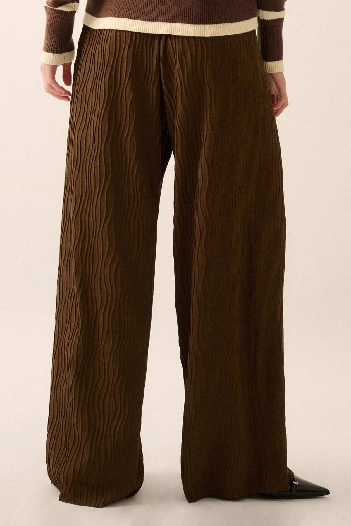 Flow Me Away Wavy Ribbed-Knit Wide-Leg Pants