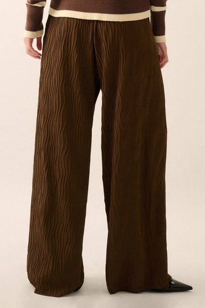 Flow Me Away Wavy Ribbed-Knit Wide-Leg Pants
