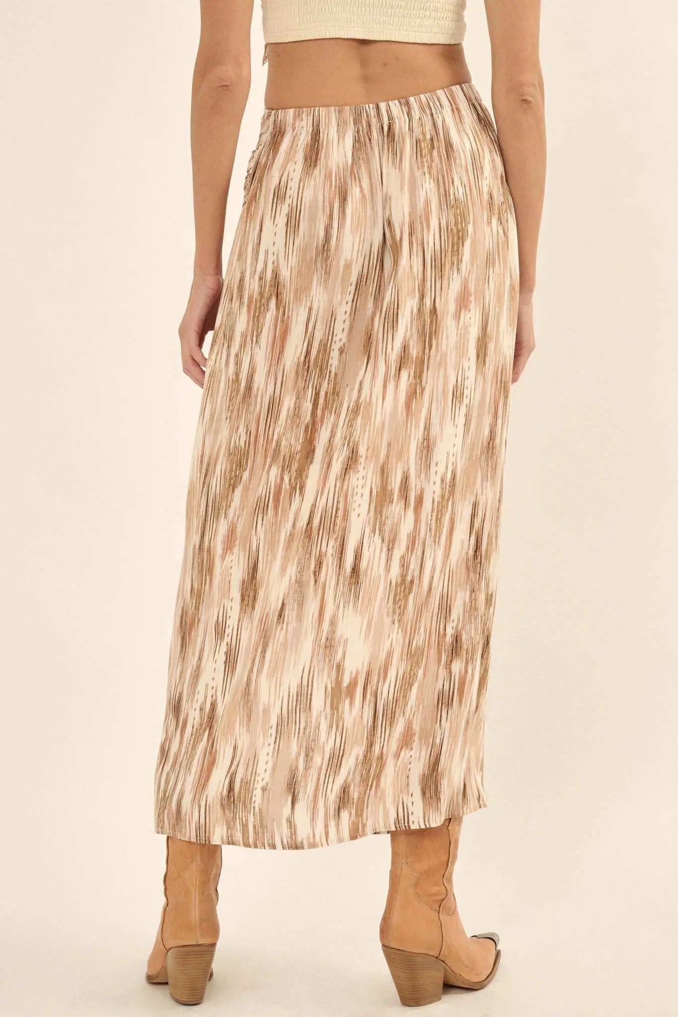 Sea of Love Abstract-Print Wrapped Maxi Skirt