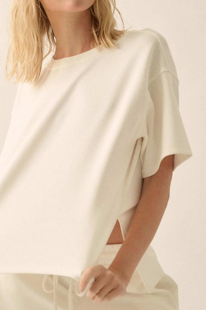 Premium Scuba Loose-Fit High-Low Boxy Tee