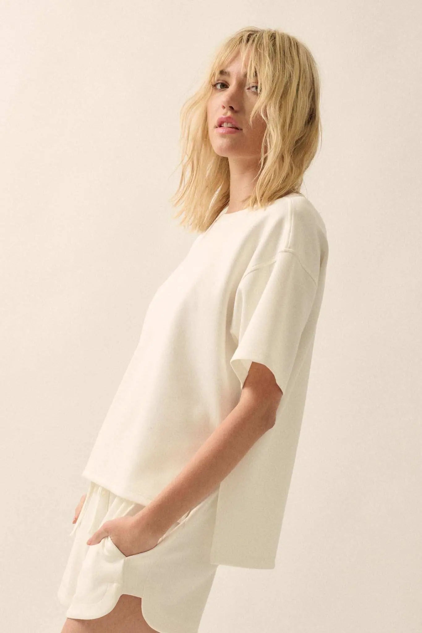 Premium Scuba Loose-Fit High-Low Boxy Tee