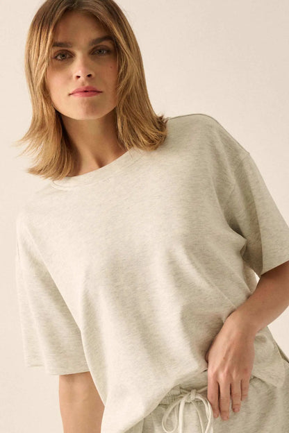 Premium Scuba Loose-Fit High-Low Boxy Tee