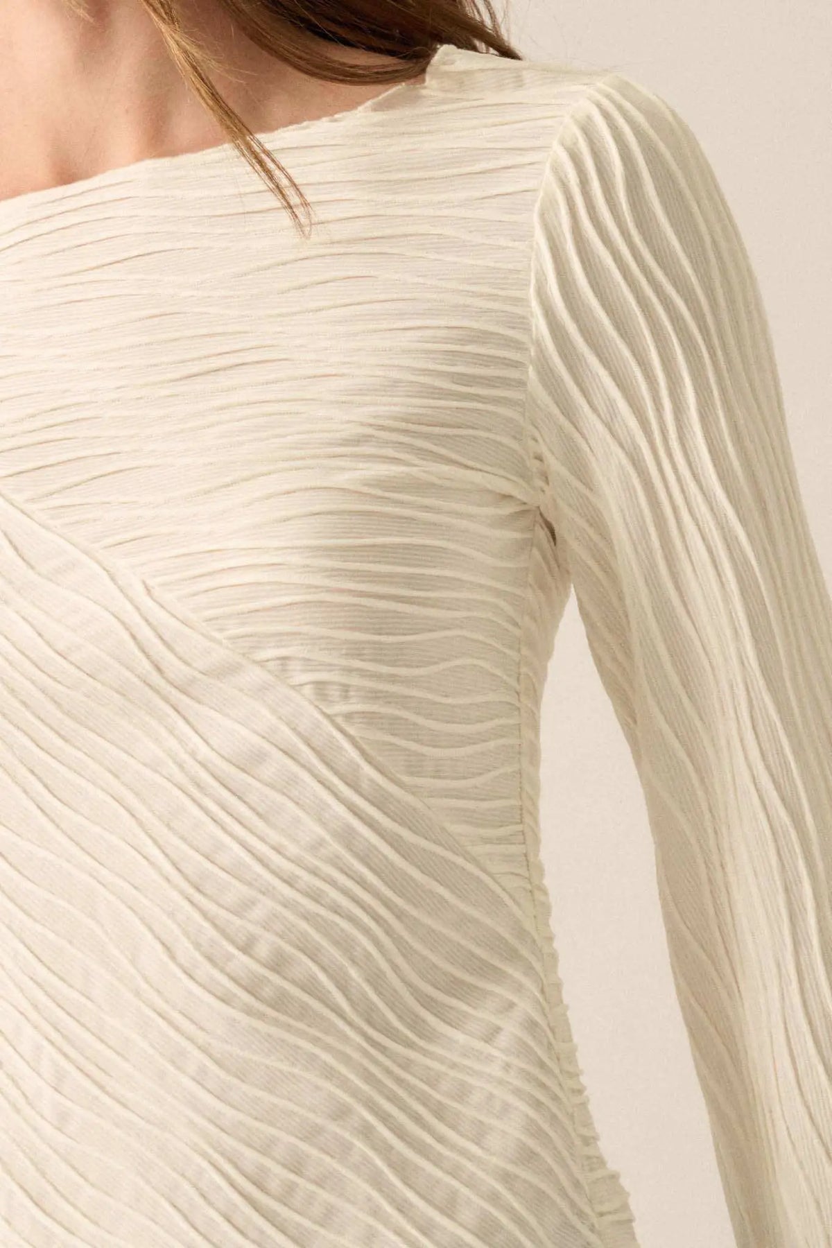So It Flows Wavy Ribbed-Knit Asymmetrical Top