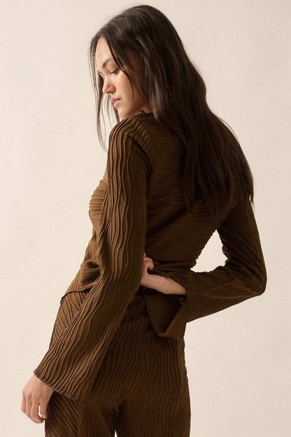 So It Flows Wavy Ribbed-Knit Asymmetrical Top