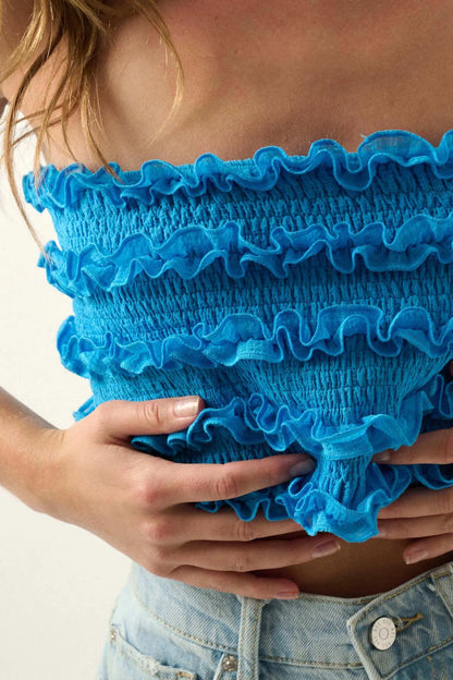 Pure Joy Smocked Ruffle Tube Top