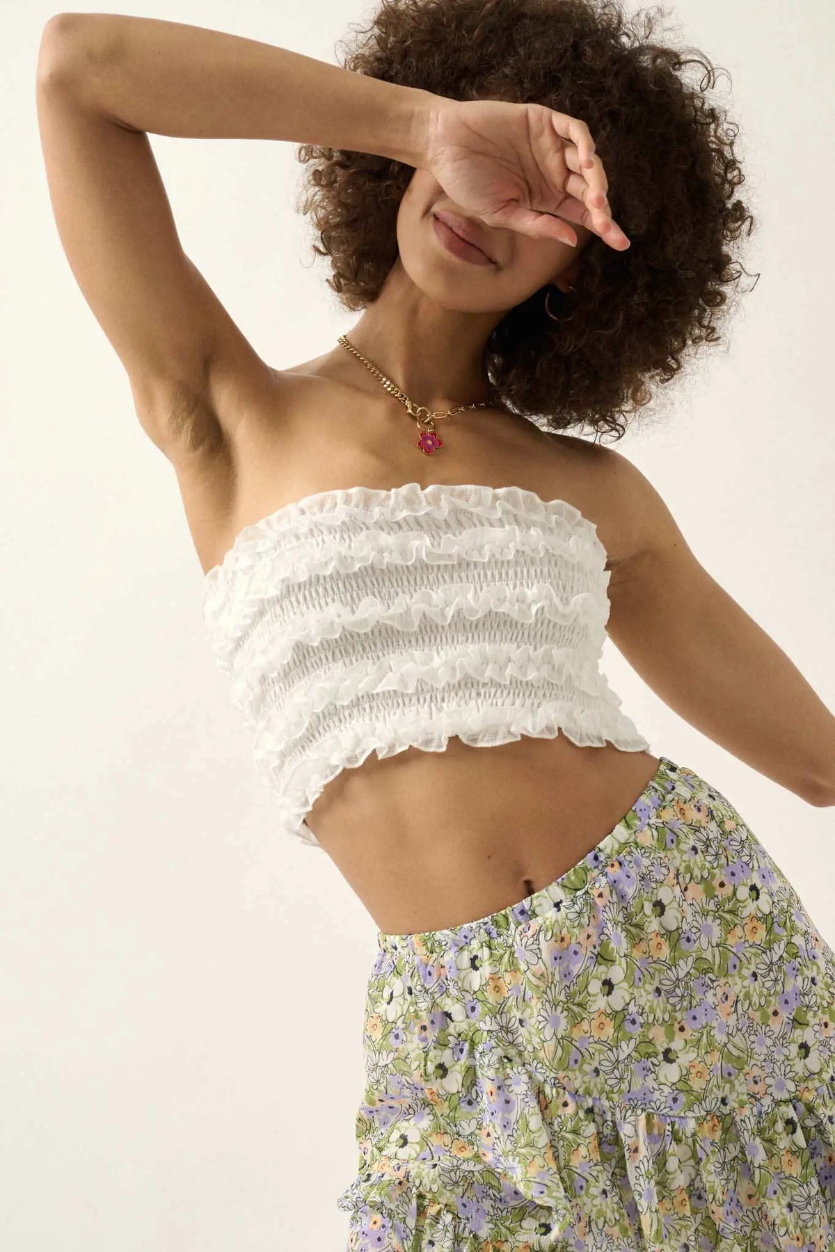 Pure Joy Smocked Ruffle Tube Top
