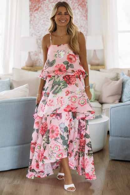 Delicate Blooms Maxi Dress - Pink