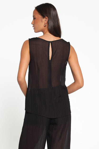 Vayla Sheer Panel Top - Black