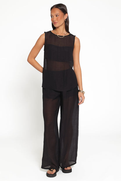 Vayla Sheer Panel Top - Black