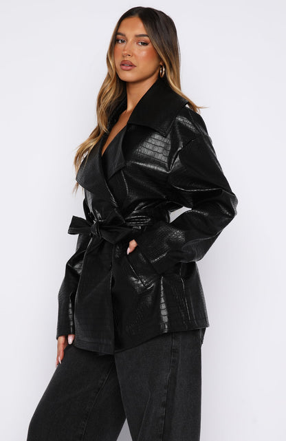 Victory Lap PU Jacket Black